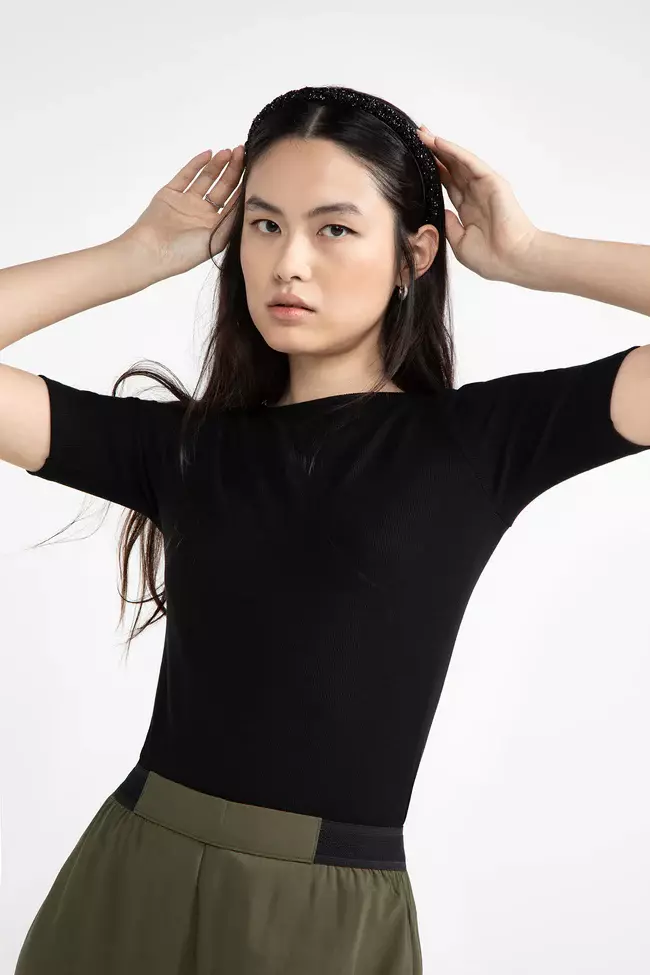 Lovjoi Arnelia T-Shirt Black Viskose Damen schwarz